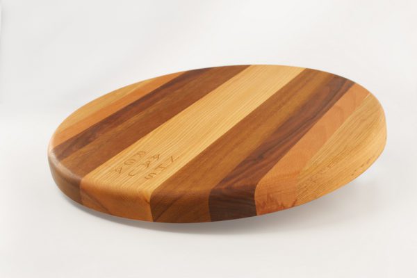 round rotating serving tray, combination of different kinds of solid wood