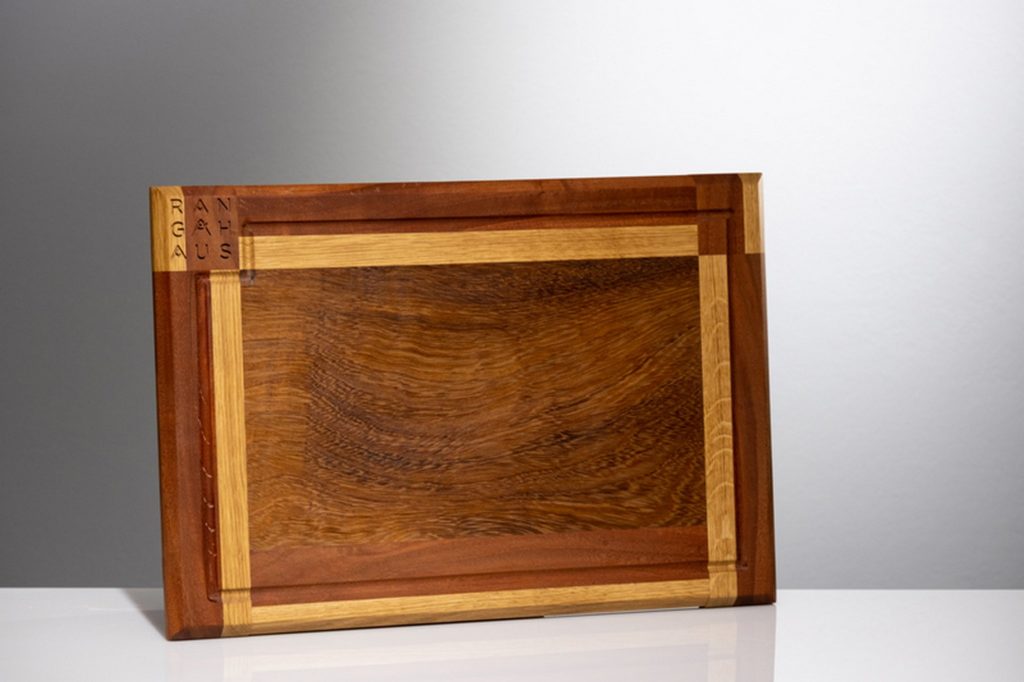 wooden serving tray, combination of different kinds of wood